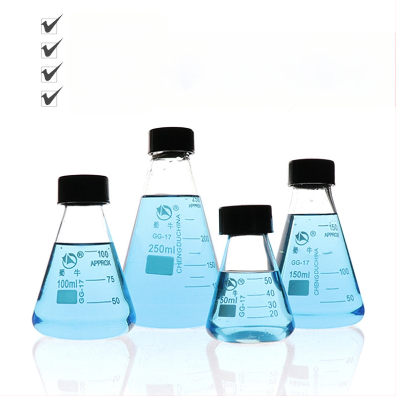 Τρίγωνική γυάλινη κωνική φιάλη με βιδωτό στόμιο και καπάκι, Elite Experiment