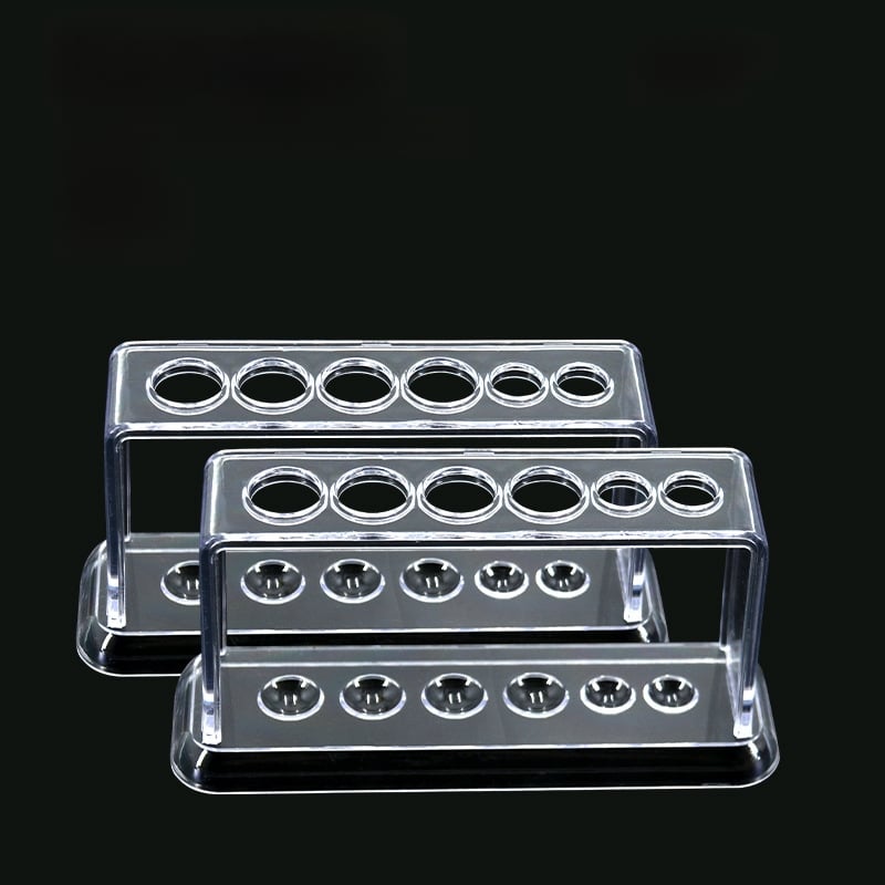 Пластмасов държач за пробирки с 6 дупки, прозрачен, модел 007