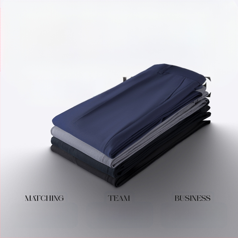 Unisex poslovne hlače, ravni kroj, poliester smjesa, bez glačanja, pogodne za posao, četiri sezone, s dekorativnim gumbima