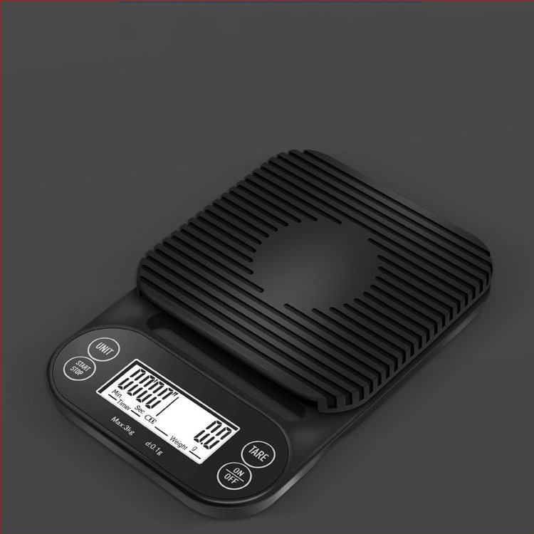 Virtuvės elektroninės kavos svarstyklės su laikmačiu, tikslumas 0,1 g, talpa 0,1–3000 g, nešiojamas ir atsparus vandeniui, modelis SH-268.