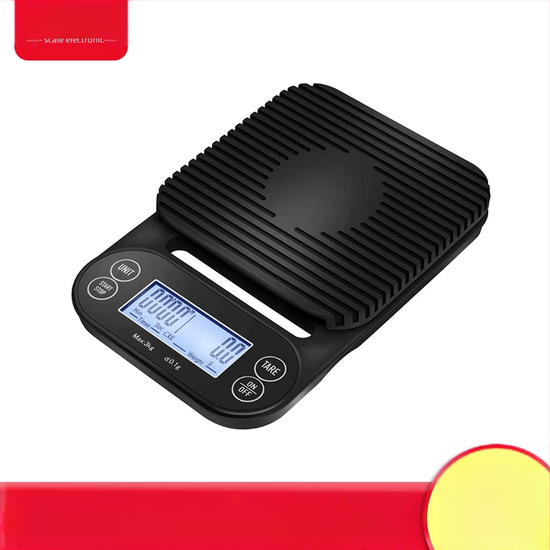 Virtuvės elektroninės kavos svarstyklės su laikmačiu, tikslumas 0,1 g, talpa 0,1–3000 g, nešiojamas ir atsparus vandeniui, modelis SH-268.