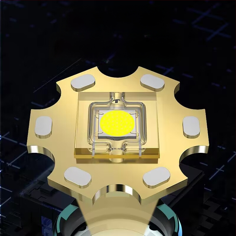 LED čelna svjetiljka s 360° rotacijom, 25W, domet >500 m, ručni pogon, baterija 1200 mAh, aluminijsko kućište