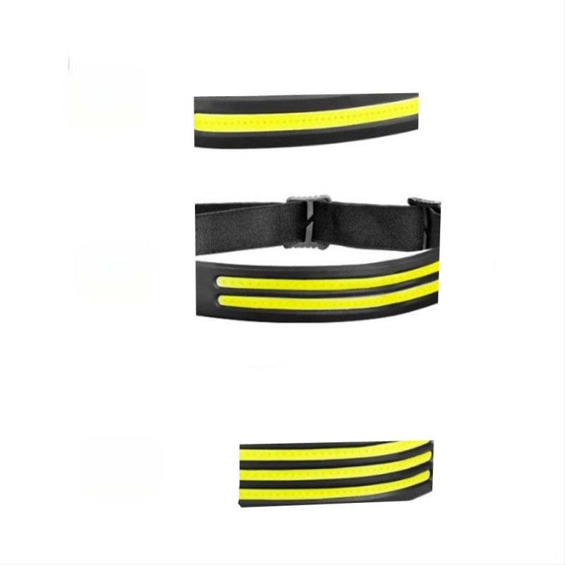 Silikoninis COB galvos žibintu su USB įkrovimu, 10W, baterija 500–1200 mAh, vandeniui atsparus, skirta lauko bėgimui