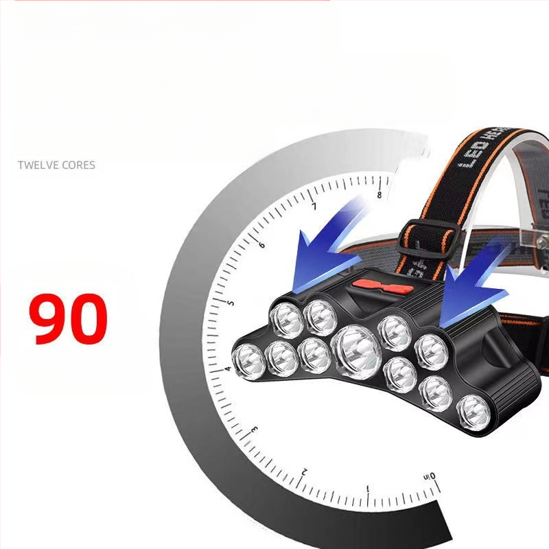 LED galvos žibintas USB įkraunamas, 200 m veikimo atstumas, atsparus vandeniui, 113 g