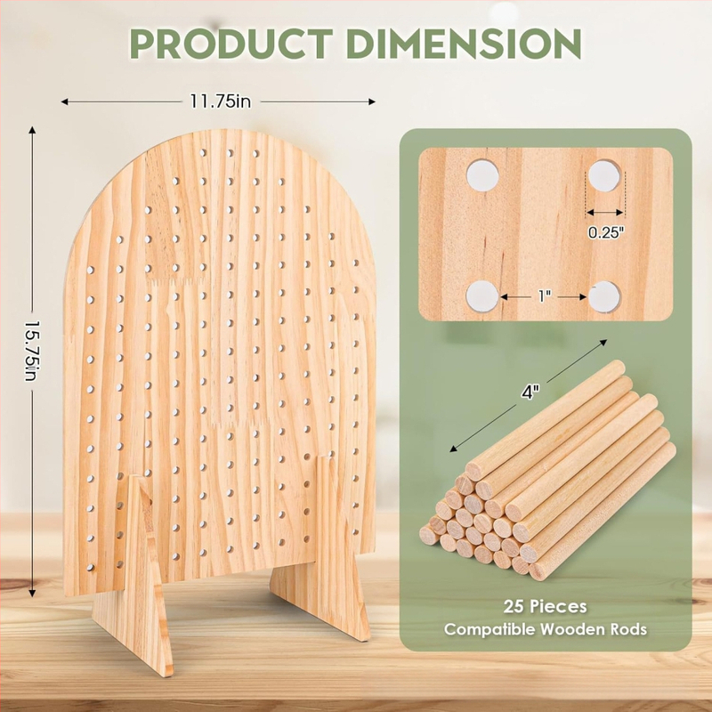 Fából készült kiállító állvány szegpanellel, modern minimalist stílus
