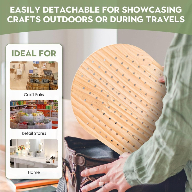 Fából készült kiállító állvány szegpanellel, modern minimalist stílus