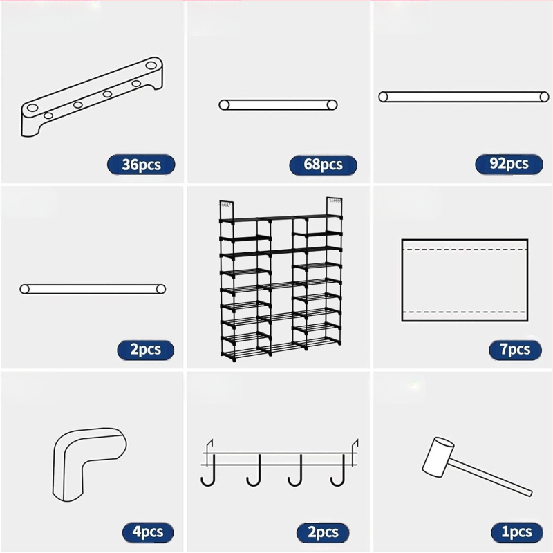 Ράφι παπουτσιών με πολλαπλά επίπεδα και εξοικονόμηση χώρου (Μάρκα: Fuzhi; Μοντέλο: 3010; Υλικά: PP + non-woven fabric + spray iron pipe)