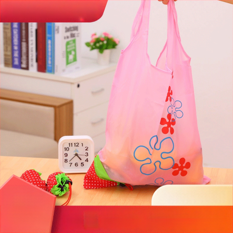 Braškių dizaino pirkinių maišas, poliesteris, sulankstomas, 25 kg apkrova, logotipo spauda