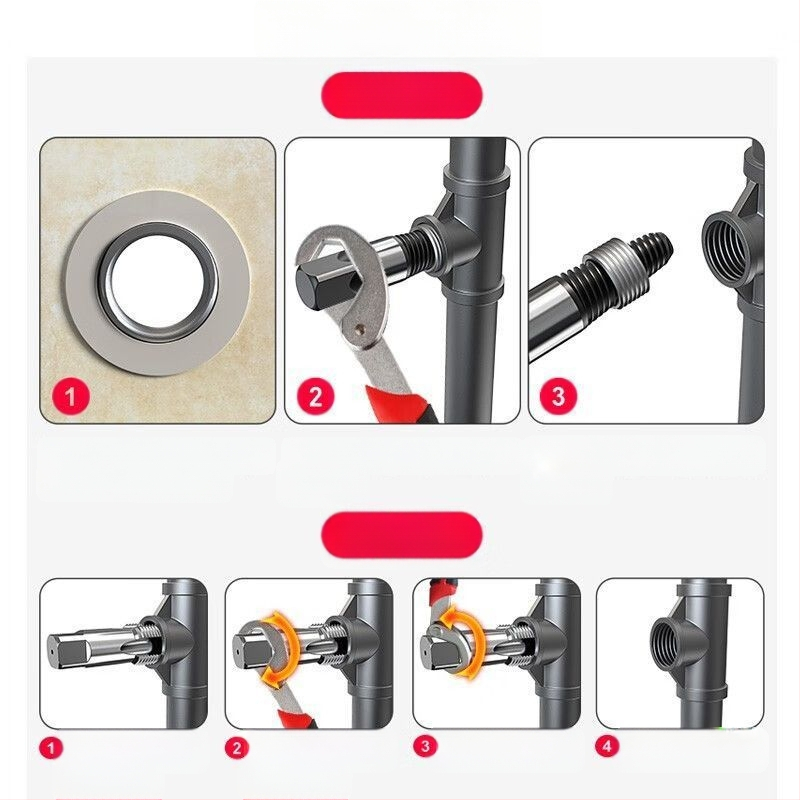 Универсален инструмент за издърпване на счупени резби при домашни водопроводни кранове, подходящ за 1/2" и 3/4" тръбни фитинги и ъглови клапани