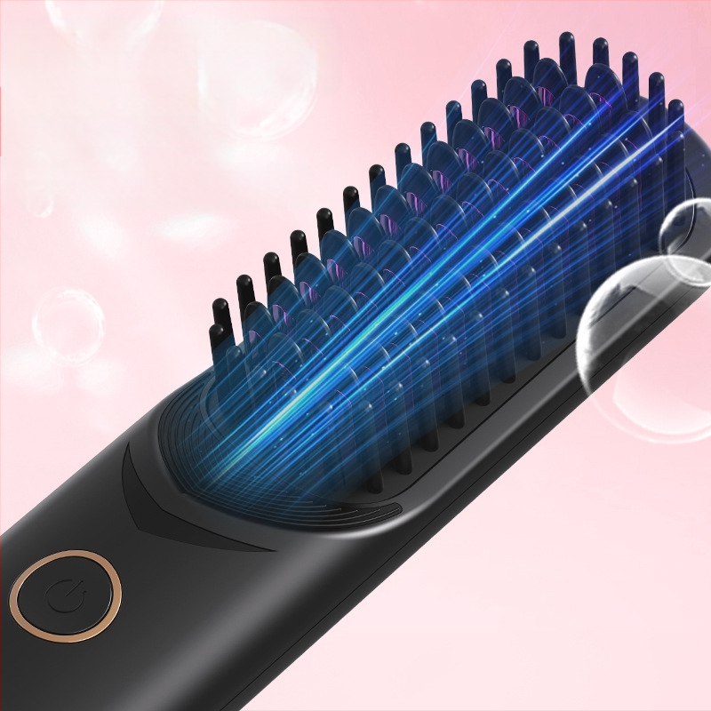 Bezkod bezvadu taisnošanas un cirtas matu ķemme ar negatīvajiem joniem, USB uzlāde, keramiskais pārklājums, 3 temperatūras līmeņi, 35W