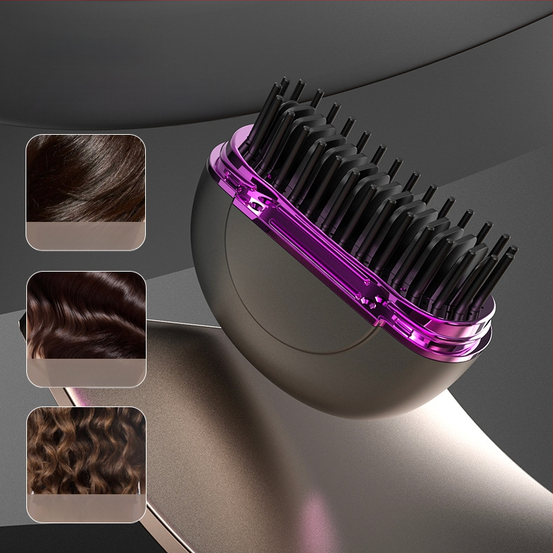 Bezvadu matu taisnošanas un veidošanas ķemme ar keramisku apkures elementu, 27W, 3 temperatūras iestatījumi, apkures vadīklas diametrs zem 15 mm