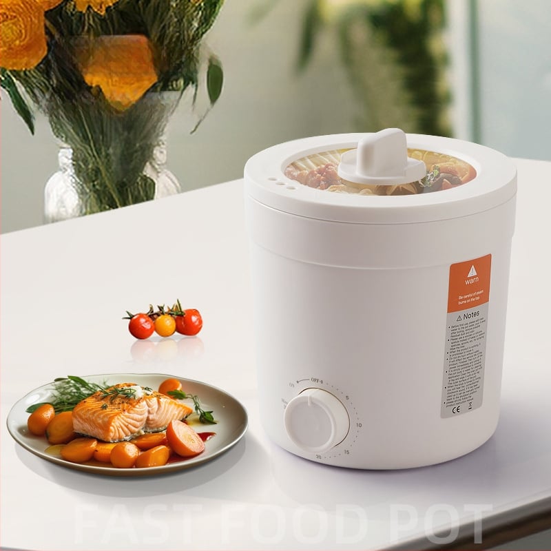 Beimu DG10 Електрическа тенджера с незалепващо покритие, 2 л, за 2–3 души, управление с копче, бърз пара, печене и изплакване, подходяща за общежитие, дом, офис или командировка.