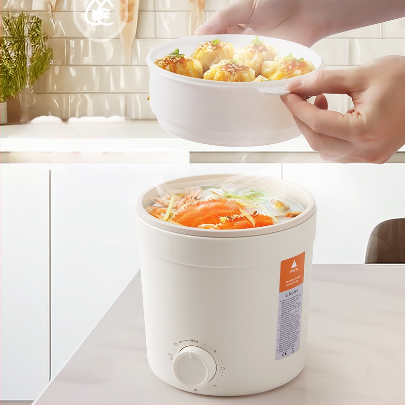 Beimu DG10 Електрическа тенджера с незалепващо покритие, 2 л, за 2–3 души, управление с копче, бърз пара, печене и изплакване, подходяща за общежитие, дом, офис или командировка.