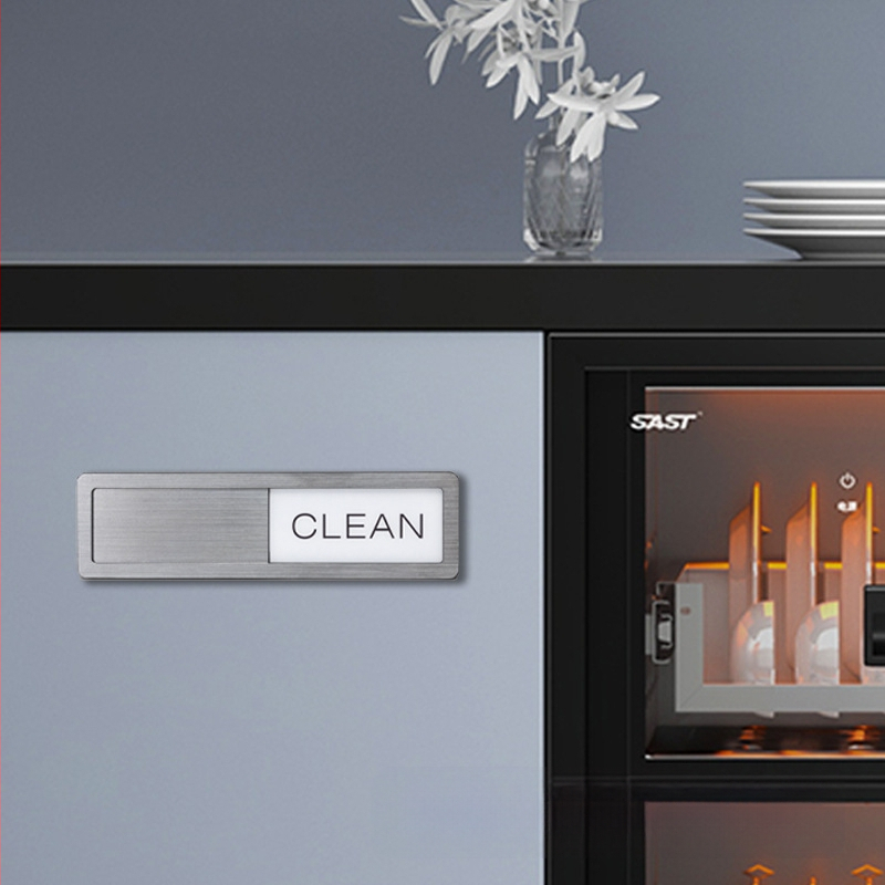 Akrila trauku mazgājamās mašīnas magnets ar tīrs/netīrs indikatoru, UV drukāšana, pielāgojama ēdināšanas etiķete