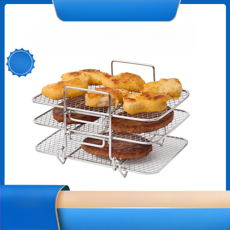 Rešetka za fritezu s tri sloja za paru, roštilj i sušenje voća i povrća, nehrđajući čelik 304