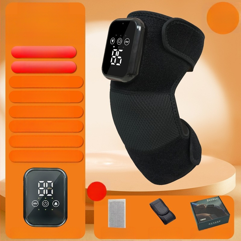 Masaža koljena s grijanjem i vibracijom; grijana podložna koljena s toplim kompresom; tri razine kontrole vibracije i grijanja; temperatura 48–58°C; snaga 8W; napon 5V