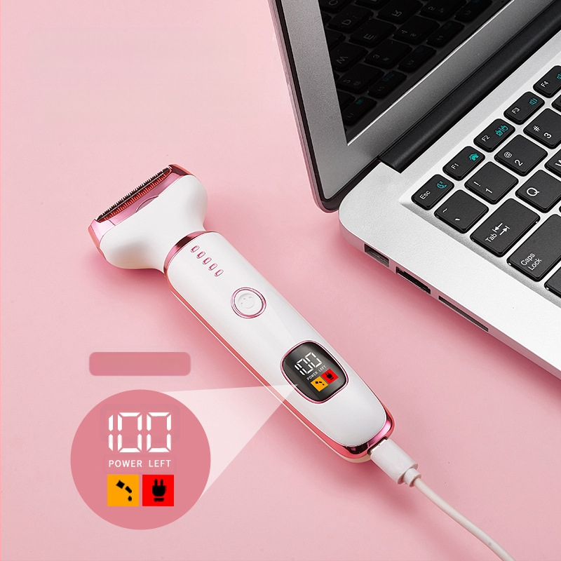 Γυναικές πολυλειτουργικη συσκευη αποτριχωσης με ψηφιακή οθόνη Type-C – αποτρίχωση μασχάλων και όλου σώματος, κεφαλή από λεπτή ατσάλι, κινητήρας με βούρτσες, τροφοδοσία USB