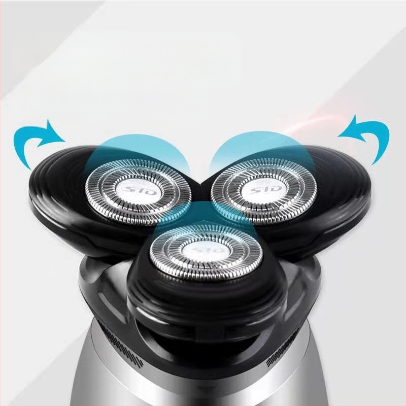 Elektrinis skutimosi prietaisas su 3 galvų rotacine galva, plūduriuojanti galvutė, viso kūno plaunamas, išmanus greitas įkrovimas, apie 90 minučių veikimo laikas