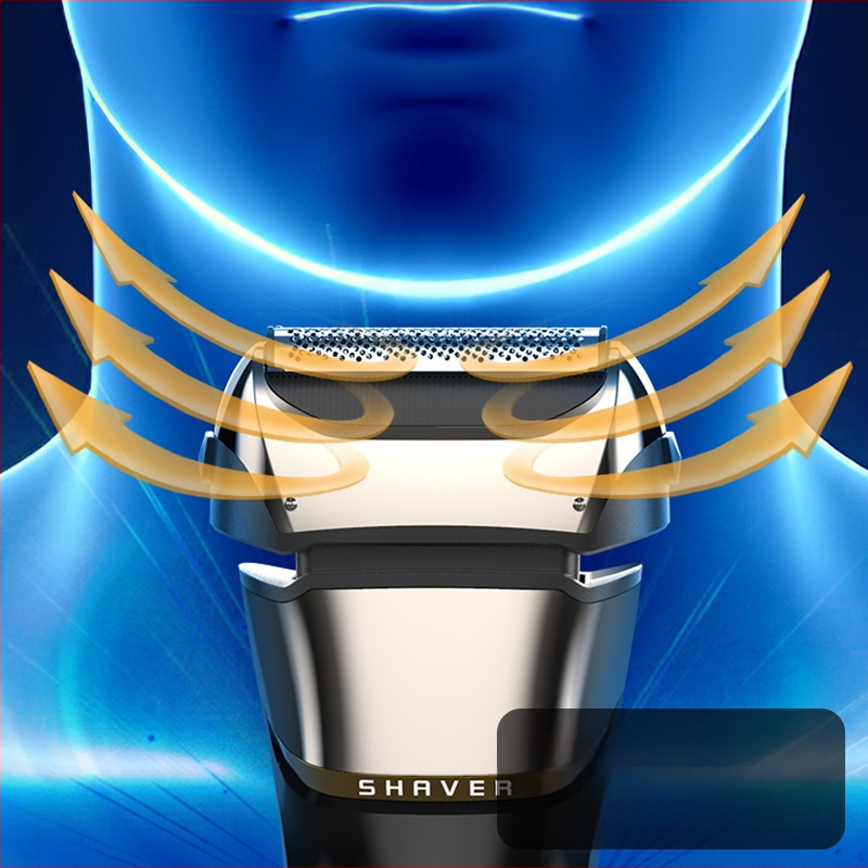 Ξυριστική μηχανή με πλήρες πλύσιμο σώματος, οθόνη LED, κεφαλή κοπής με 3 λεπίδες, επαναφορτιζόμενη, μέγιστη ισχύς 5W
