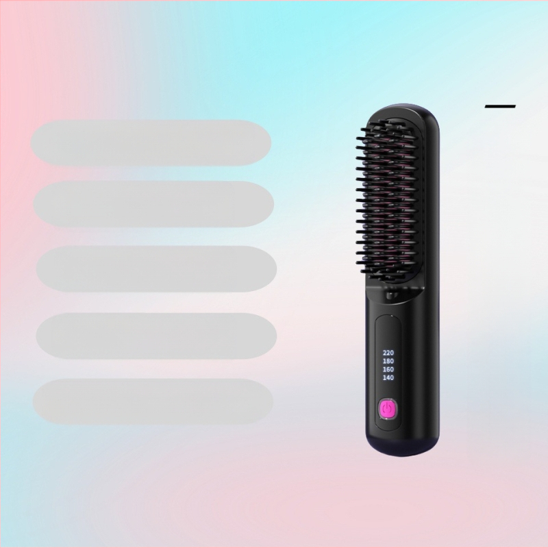 Bezvadu jonizējošā ķemme taisnošanai un viļņošanai ar keramisku apkures elementu, regulējama temperatūra, portatīva