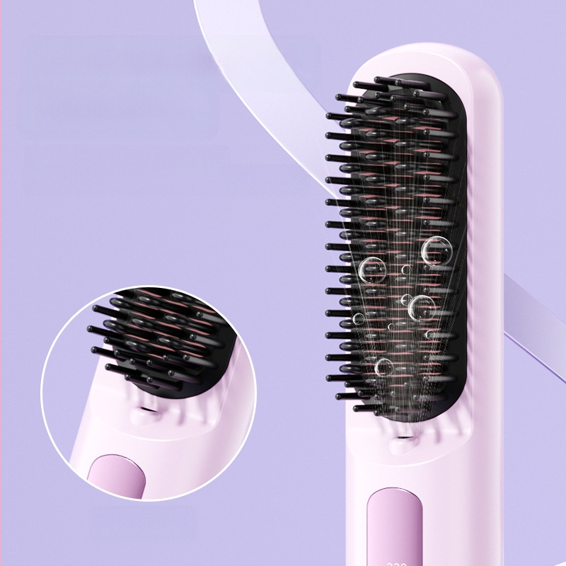 Bezvadu jonizējošā ķemme taisnošanai un viļņošanai ar keramisku apkures elementu, regulējama temperatūra, portatīva