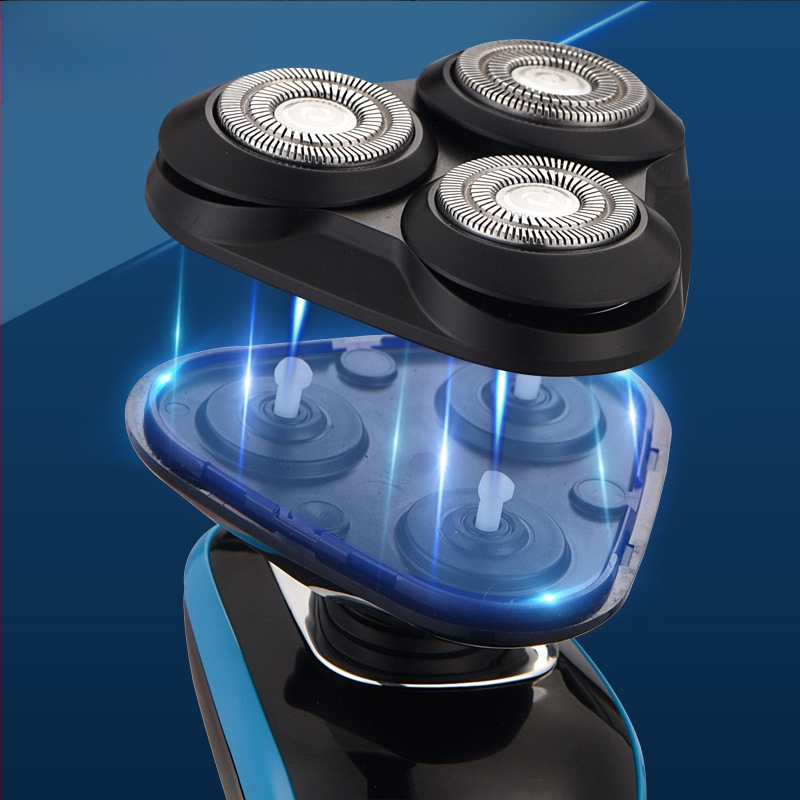 Ανδρικός ηλεκτρικός ξυριστήρας – περιστροφική κεφαλή με 3 λεπίδες, πλενόμενος ολόκληρος, ενσωματωμένη μπαταρία 500–800mAh, 60 λεπτά λειτουργίας, φορτιζόμενος