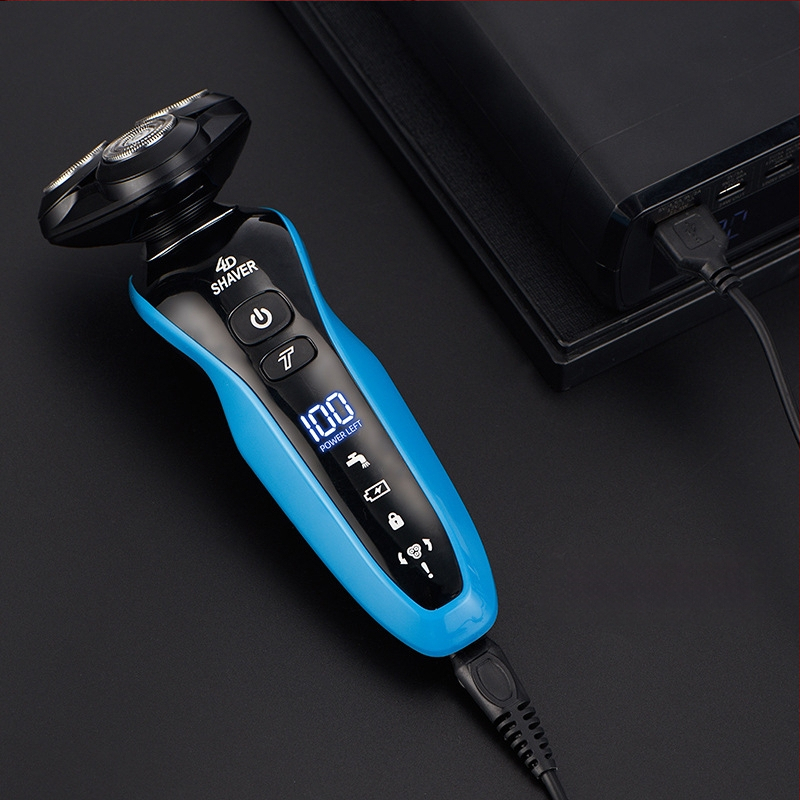 Ανδρικός ηλεκτρικός ξυριστήρας – περιστροφική κεφαλή με 3 λεπίδες, πλενόμενος ολόκληρος, ενσωματωμένη μπαταρία 500–800mAh, 60 λεπτά λειτουργίας, φορτιζόμενος