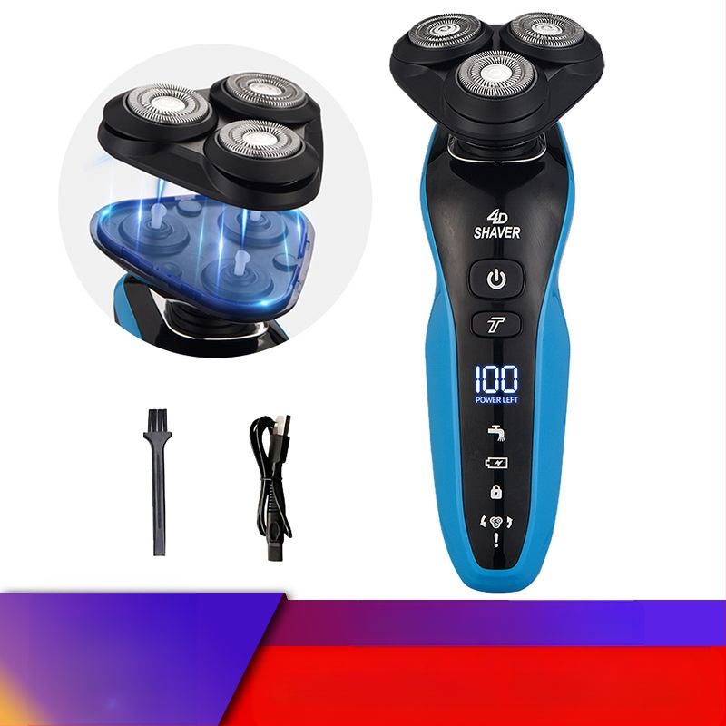 Ανδρικός ηλεκτρικός ξυριστήρας – περιστροφική κεφαλή με 3 λεπίδες, πλενόμενος ολόκληρος, ενσωματωμένη μπαταρία 500–800mAh, 60 λεπτά λειτουργίας, φορτιζόμενος
