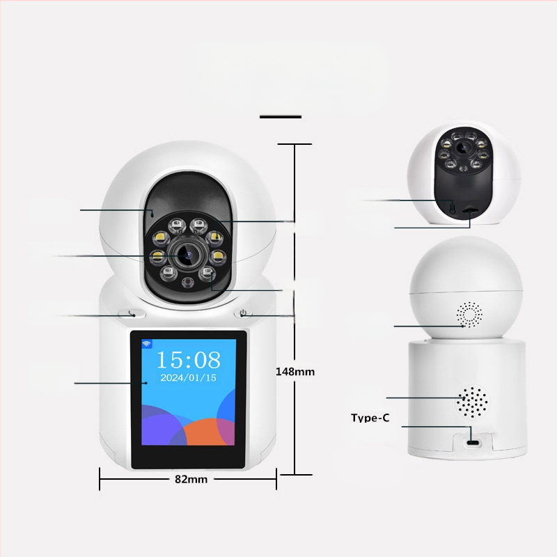 Wi‑Fi κάμερα παρακολούθησης με αμφίδρομη βιντεοκλήση για ηλικιωμένους και μωρά, 2 MP, αποθήκευση TF, νυχτερινή όραση