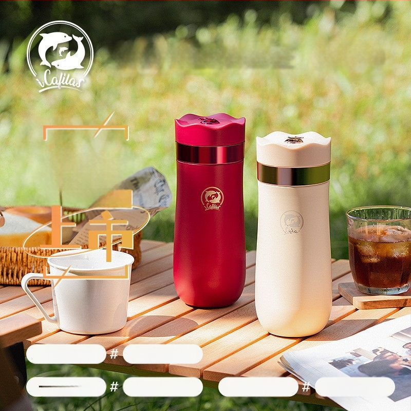 Cafetieră French press din oțel inoxidabil 304, izolație în vid, portabilă, cu logo imprimat, etichetare privată disponibilă