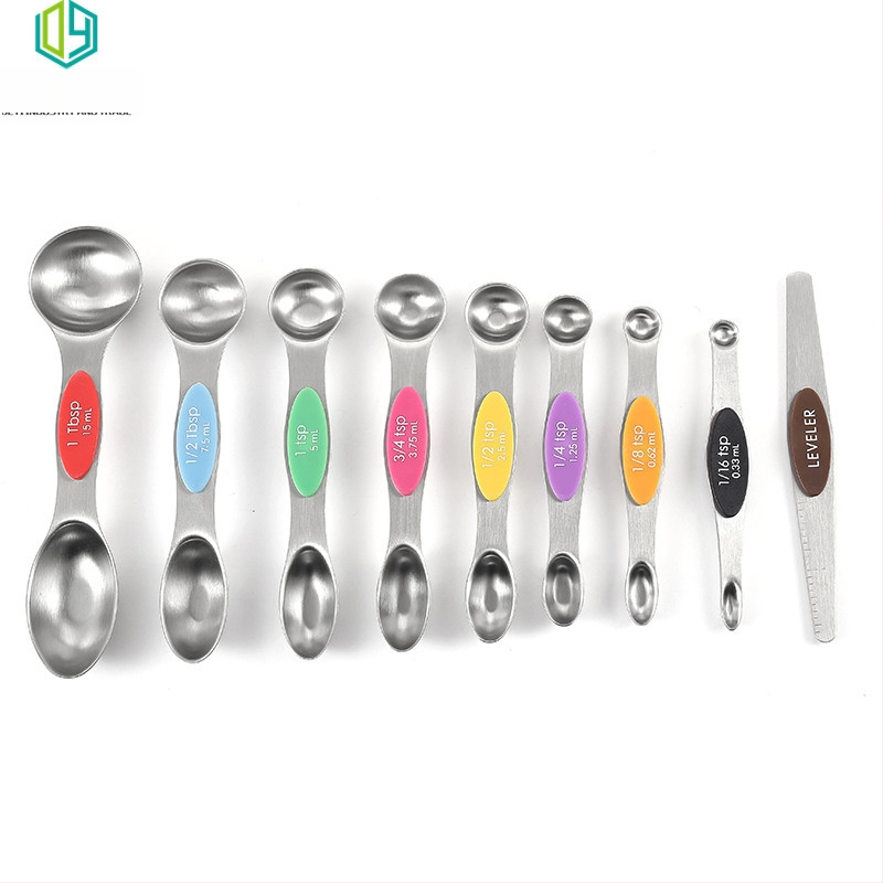 Двуглави мерителни лъжички 9-частов комплект за печене със градуирани чаши и скала