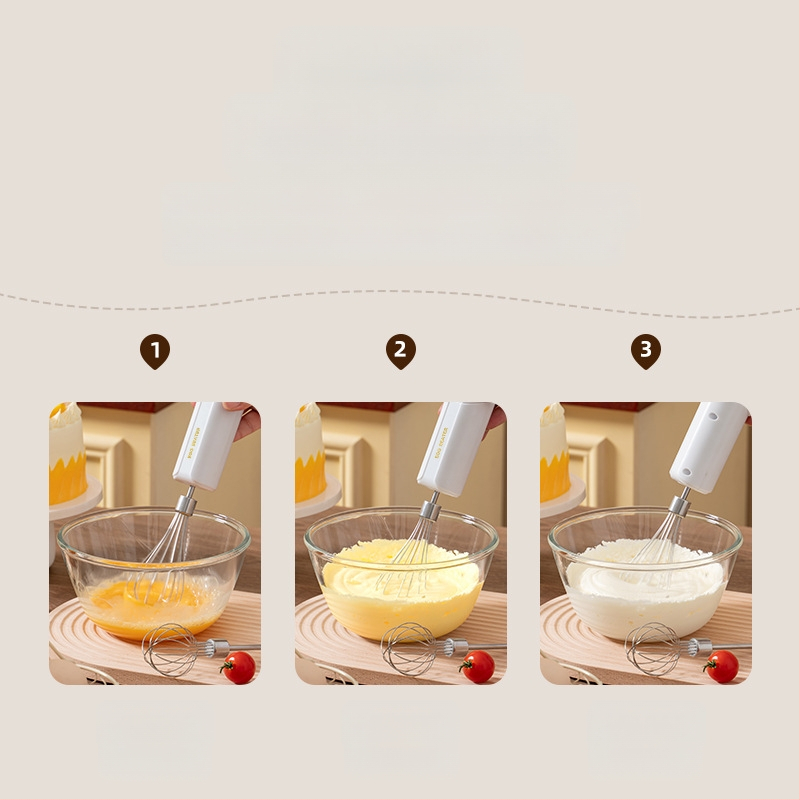 Elektrinis kiaušinių plakiklis, nerūdijančio plieno, belaidis įkrovimas, 1200mAh baterija, 1200 rpm, 15W (nerūdijančio plieno; belaidis įkrovimas; 1200mAh; 1200 rpm; 15W)