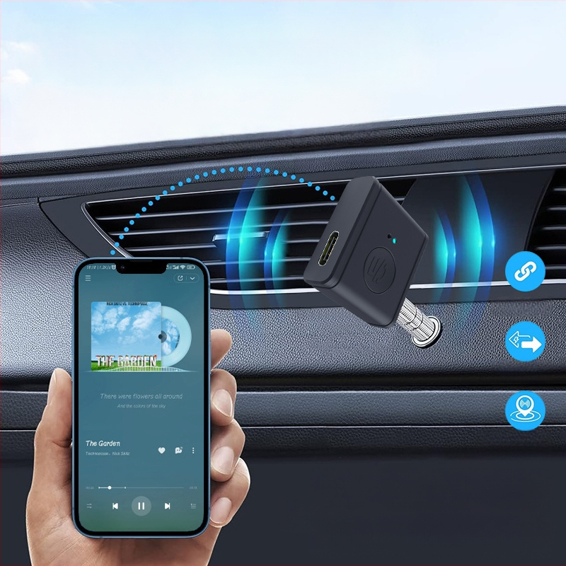 Bluetooth auto adapteris – uztvērējs un raidītājs, 3.5 mm AUX savienojums, Bluetooth 5.3, Modelis B1, Svars 12 g