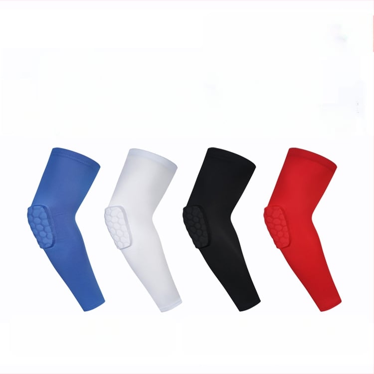 Spandekso alkūnų apsaugos su heksagoniniu raštu, tinkamos futbolui ir krepšiniui; tinka bėgimui, važiavimui dviračiu, tenisui ir kitiems kamuolių žaidimams