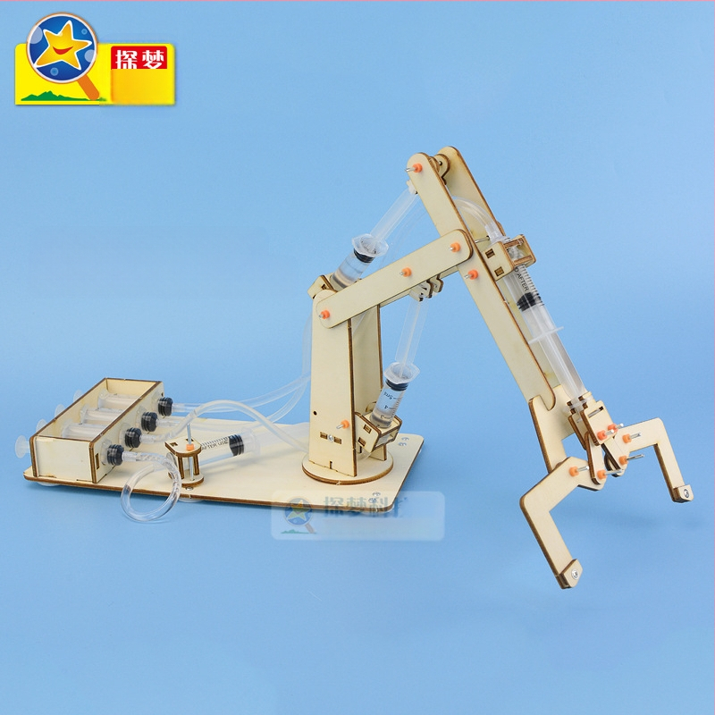 Koka hidrauliskā mehāniskā roka – detaļu konstrukcijas spēle ar skrūvēm, Dream Exploration, vecums 7-14, 3C saderīgs