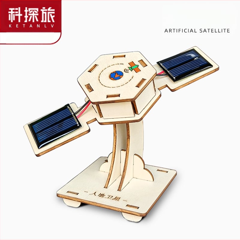 Koka zinātniski izglītojoša rotaļlieta ar DIY elektrisko satelītu komplektu pusaudžiem 7–14 gadiem