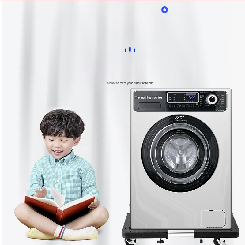 Nerūsējošā tērauda uzglabāšanas statīvs ar regulējamām teleskopiskām ratiem ledusskapim un veļas mazgāšanai