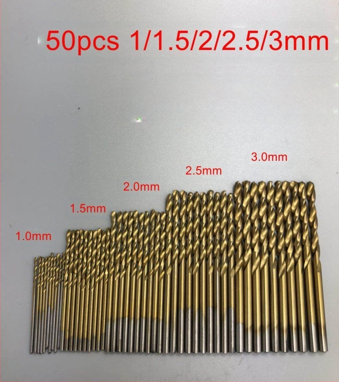 Autonomy HSS титаново покрити нитридирани спирални свредла комплект, 50 бр., за метал и дърво