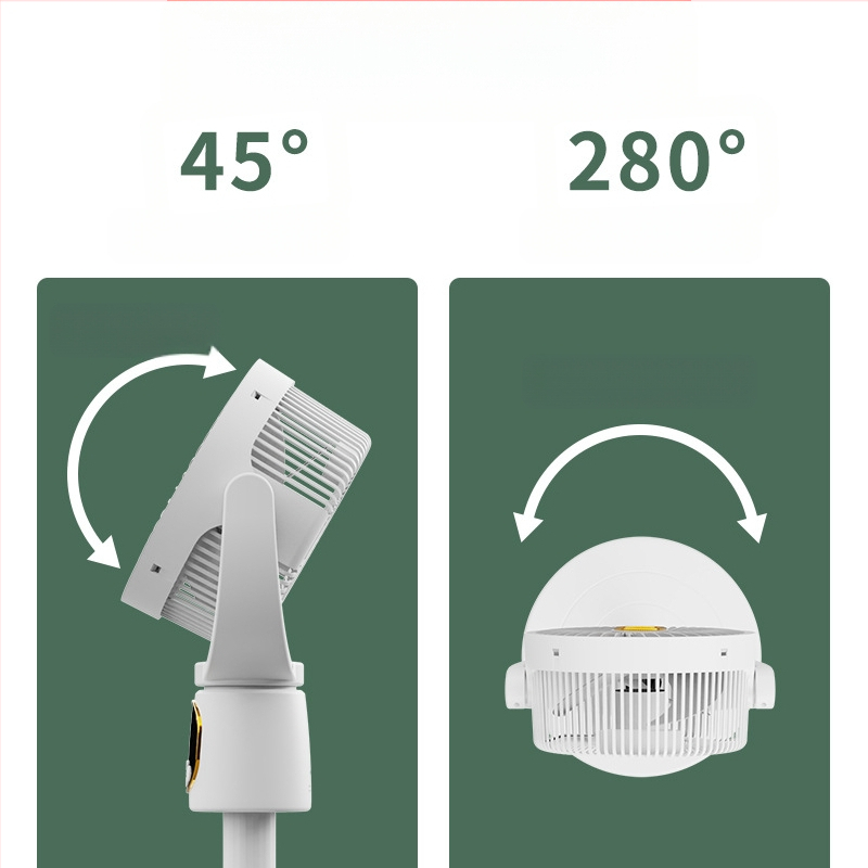 USB įkraunamas oro cirkuliacijos ventiliatorius, skirtas grindims ir stalui, tylus nuotolinio valdymo osciluojantis ventiliatorius su 2–8 valandų laikmačiu