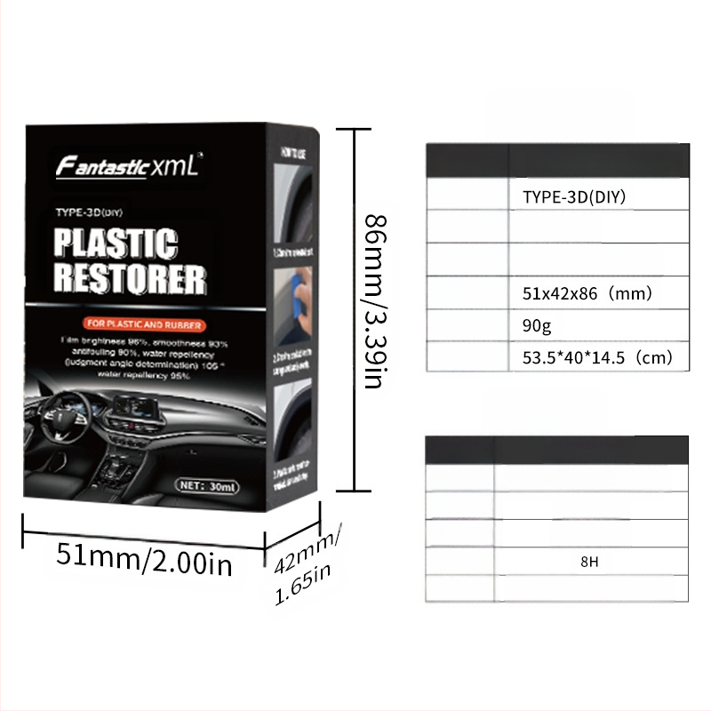 Automobiļu iekšējām plastikāta detaļām ar kristāla pārklājumu – neorganiskas spīduma atjaunošanas līdzeklis – 30 ml – žūšana 3 minūtēs – derīguma termiņš 3 gadi