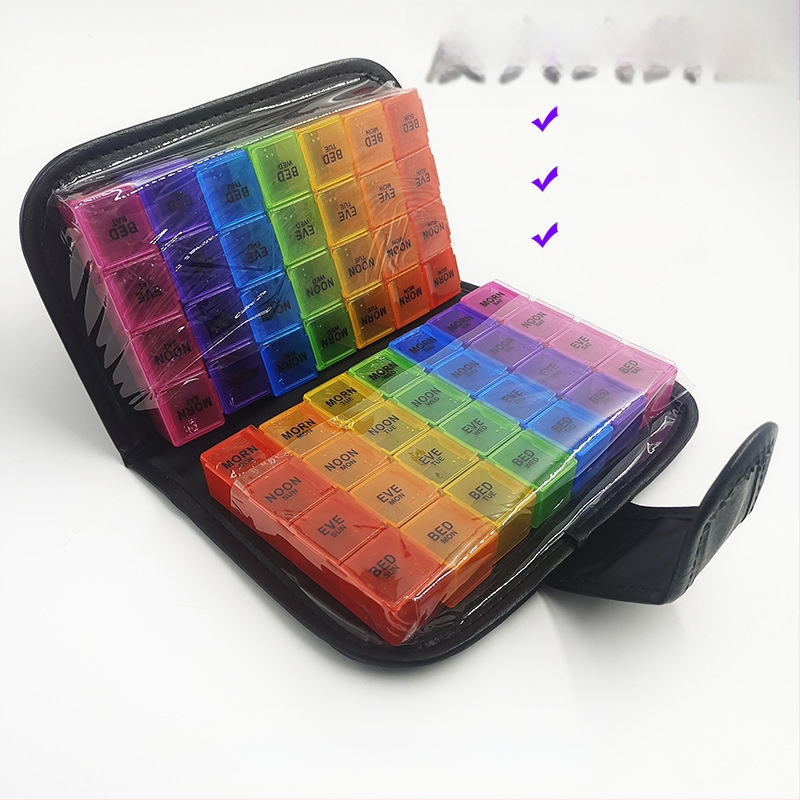 Leather Clip Pill Box Медицинска кутия, пластмасова PP+PU, 2L капацитет, с отделения, произход Гуанджоу