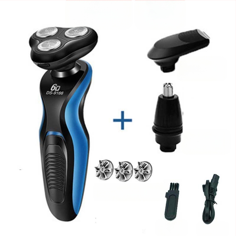 Ηλεκτρική ξυριστική μηχανή με περιστροφική κεφαλή τριών λεπίδων, επαναφορτιζόμενη, ενσωματωμένη μπαταρία 500–800mAh, πλενόμενη, θόρυβος 36–45 dB