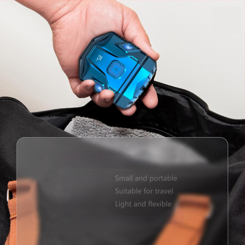 Ηλεκτρικός ξυριστήρας, φορητός και αδιάβροχος, με LED οθόνη, περιστρεφόμενη κεφαλή με δύο λεπίδες, επαναφορτιζόμενη μπαταρία έως 50 λεπτά.