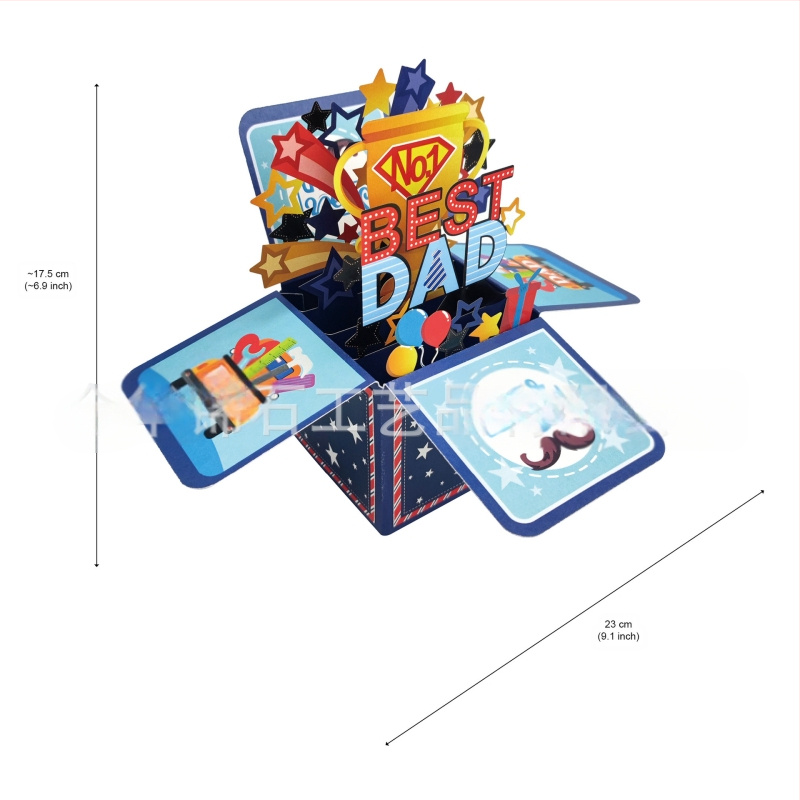 3D сгъваема поздравителна картичка Best Dad, ръчно изработена от хартия, модерен и семпъл стил, за рожден ден и Деня на бащата