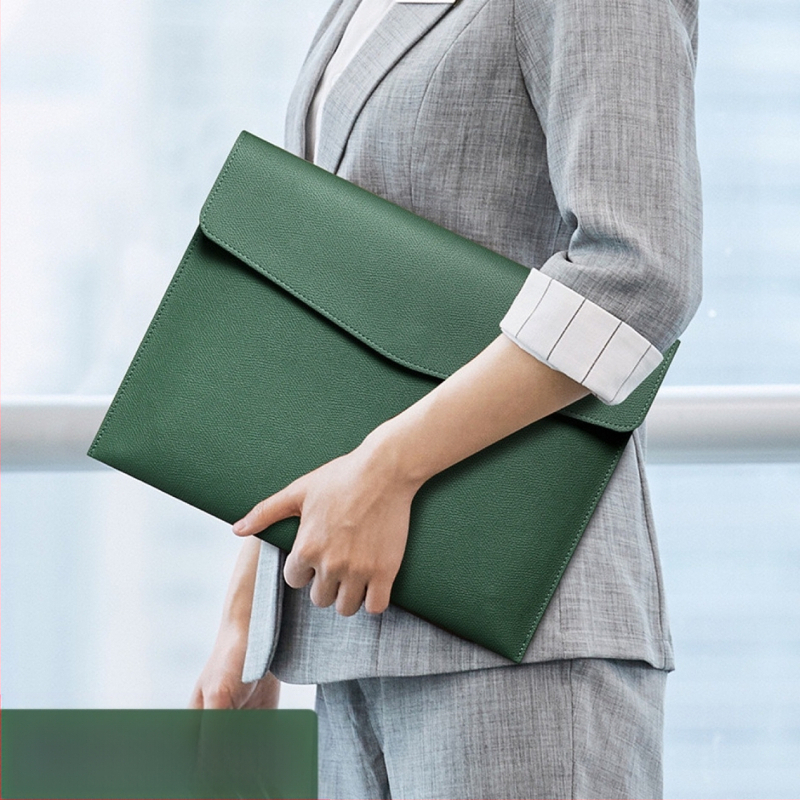 Чанта за документи PU кожа, голям обем, за A4 документи, портативна със щракваща закопчалка