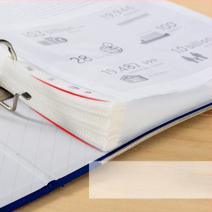 Cool PVC прозрачен файлов органайзер със клипсове за подвързване, слотен дизайн, съвместим с дупки 3/4/11, 100 бр./пакет