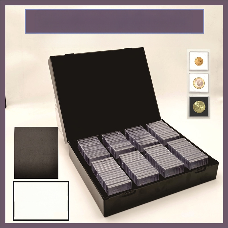 Kvadratinė 100 monetų laikymo dėžutė su integruotu dizainu ir reguliuojamu vidiniu žiedu organizavimui; medžiaga PS+EVA+ABS