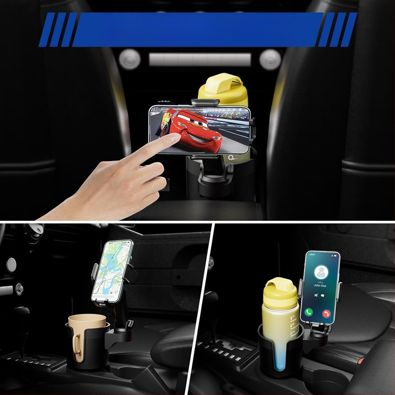 Automobilio puodelio laikiklio plėtinys - Daugiafunkcinis gėrimų laikiklis, suderinamas su originaliu puodelio laikikliu, modelis J02, Medžiaga ABS, Apdorojimo pritaikymas, Licencijuotas privatų ženklą