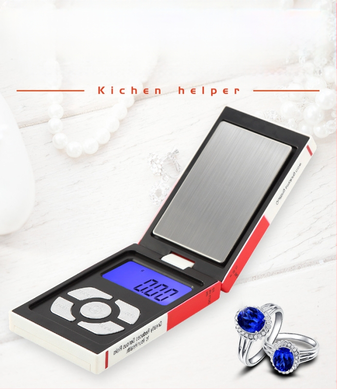 DH-JS Elektroninės kišeninės svarstyklės cigarečių dėžutei, tikslumas 0,01 g, talpa 500 g, daugiafunkcinės, maitinamos dviem mygtukų baterijomis