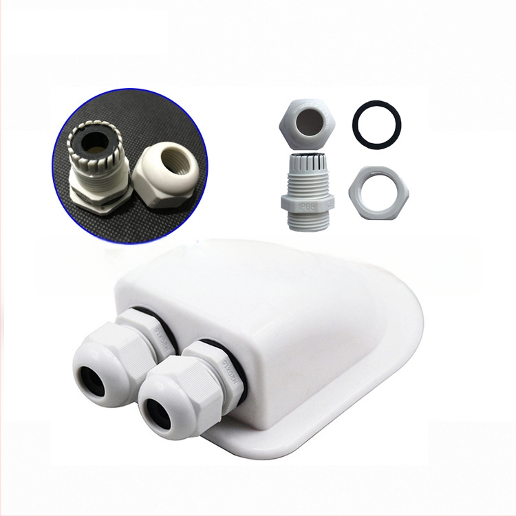 Atspari vandeniui jungčių dėžė RV, be gręžimo, dviguba anga, ABS, injekcinis formavimas, modelis ING-ABS-CEB/2W